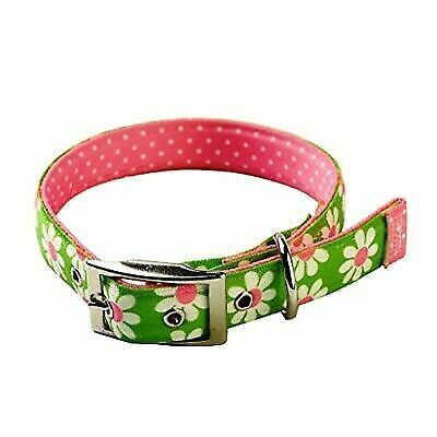 Yellow Dog Design Uptown Collar Green Daisy on Pink Polka Medium 19'' RRP 17.99 CLEARANCE XL 9.99